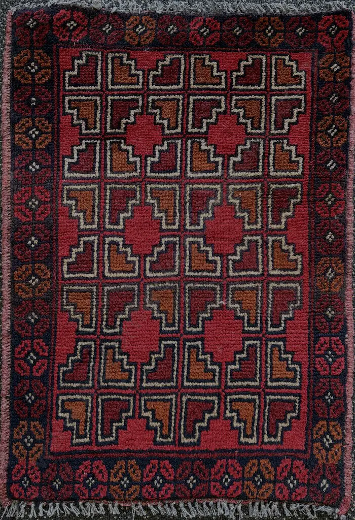 Khal Mohammadi Rug - Red, Blue and Brown Tones, 61x45cm Image 1++
