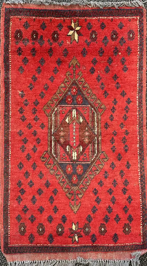 Turkman Rug - Red, Blue and Beige Tones, 92x53cm Image 1++