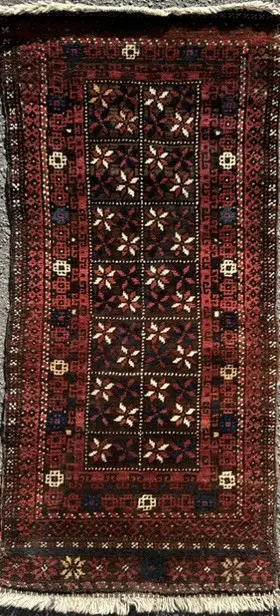 Balouchi Camel Bag Face - Nomadic Afghan Maldari robust geometric weaving, 100x40cm Image 1++