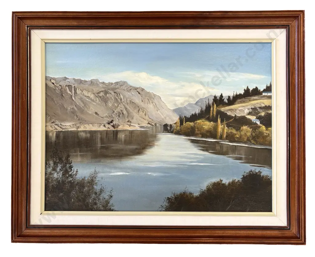 D A Cross - Junction of Clutha & Manuherikia Rivers, oil on board, 440x600mm Image 1++
