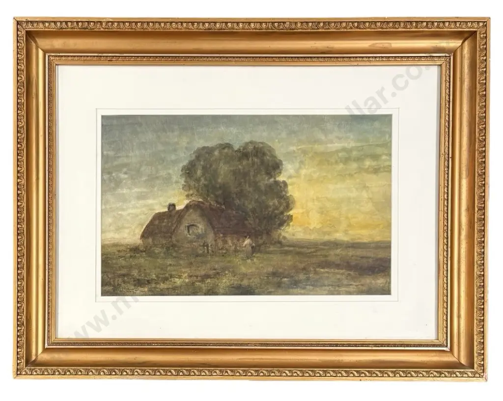 Blythe Fletcher - Farmhouse and Figure, watercolour on paper, 295x470mm Image 1++