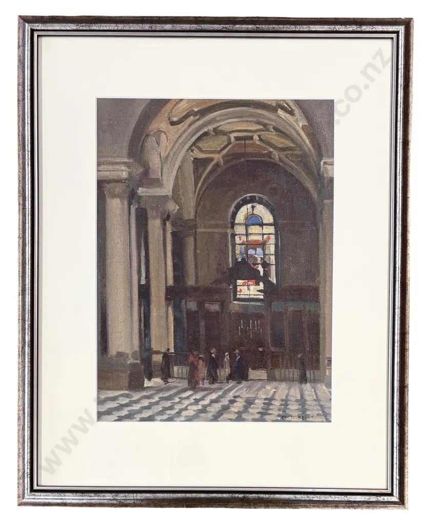 Cecil Kelly - Inside Saint Paul's Cathedral, oil on board, 370x270mm Image 1++