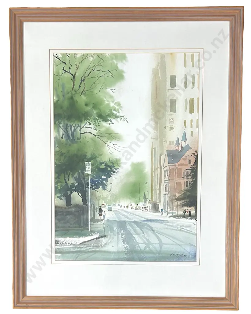 J K Reed - Hereford Street, Christchurch, watercolour on paper, 530x370mm Image 1++