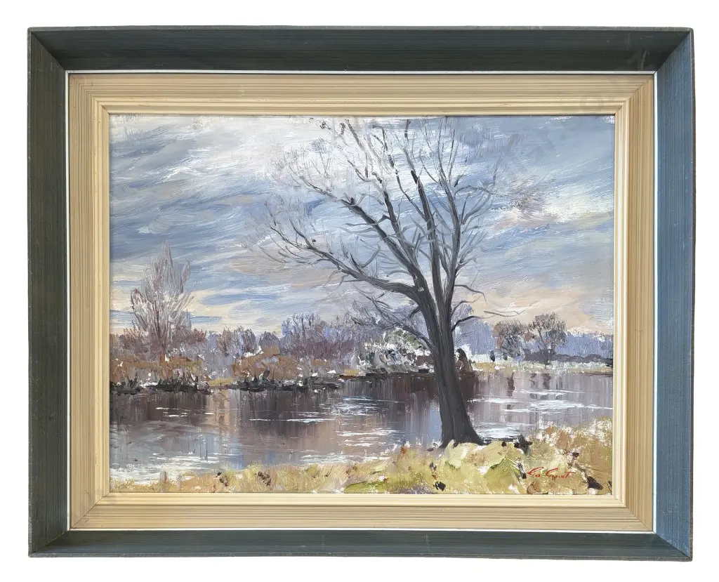 George Genet - The Groynes, Christchurch, oil on board, 300x400mm Image 1++