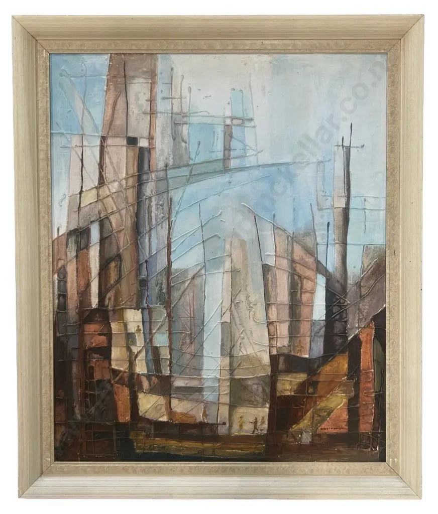 Robert F Sansom - Towards the Docks, oil on board, 830x670mm Image 1++