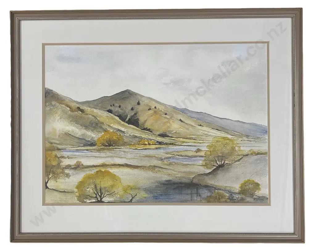Muriel Watson - Lindis Pass, Central Otago,  watercolour on paper, 350x490mm Image 1++
