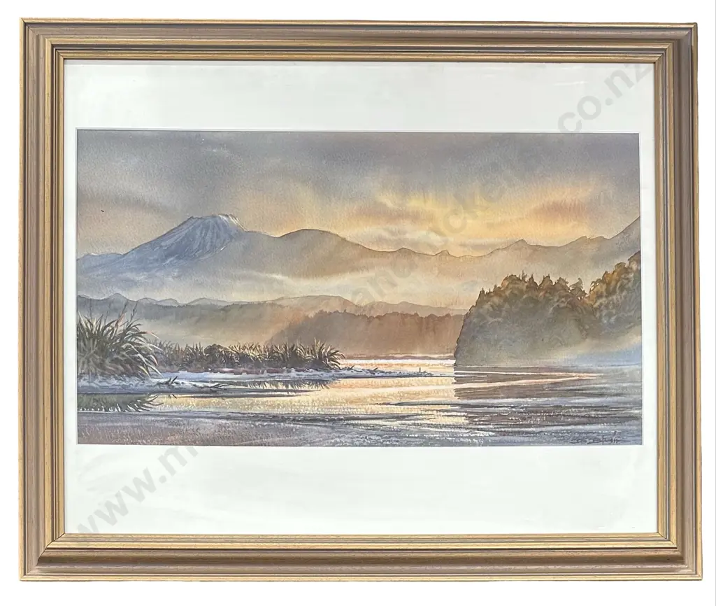 David Blair - Lagoon at Okarito Sth Westland, watercolour on paper, 290x510mm Image 1++
