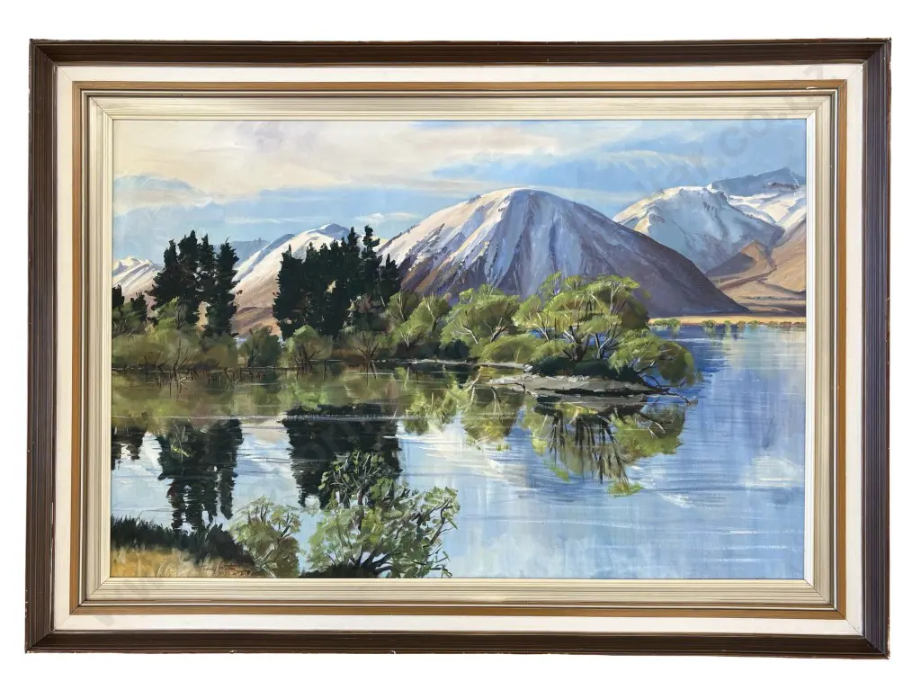 Harry Smith - Lake Heron, Canterbury, oil on board,  590x900mm Image 1++