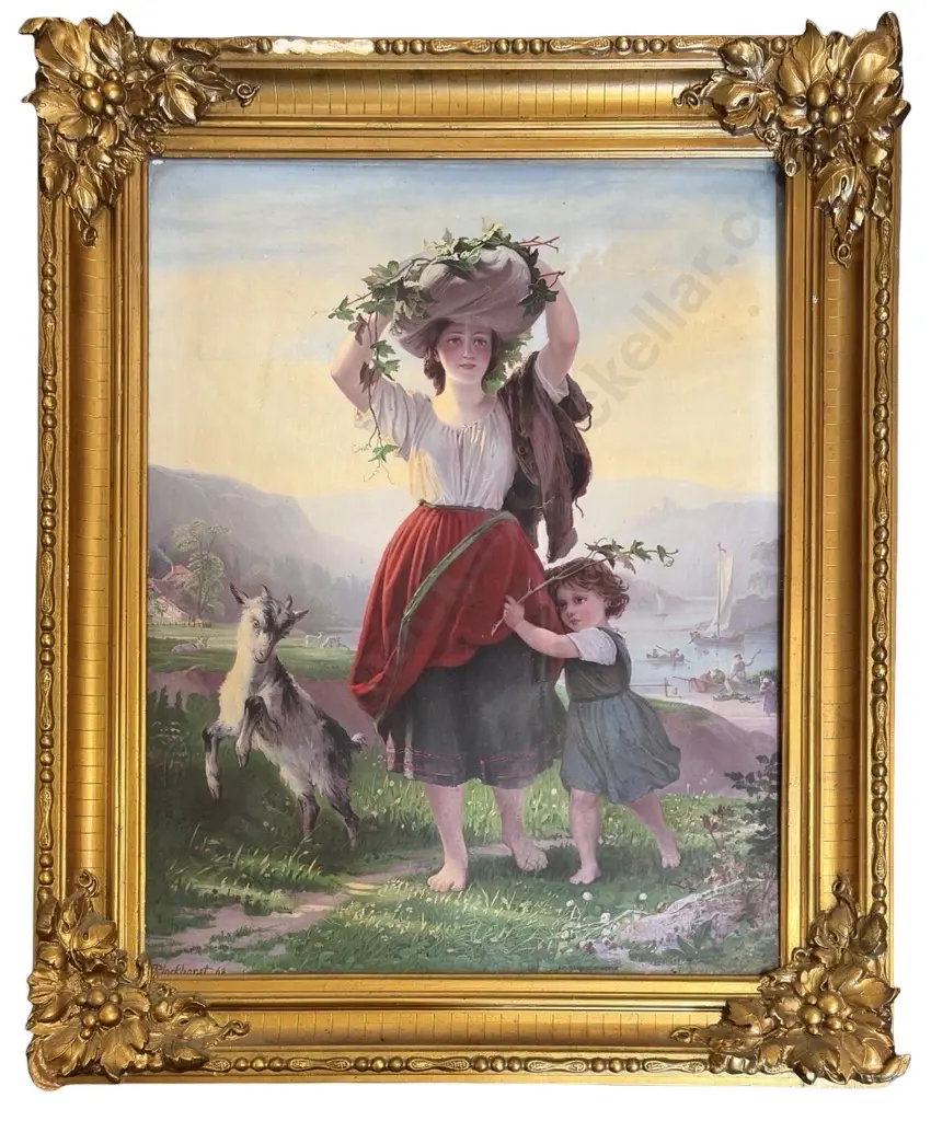 Bernhard Plockhorst - Farm Maiden Scene, print on board, 760x595mm Image 1++