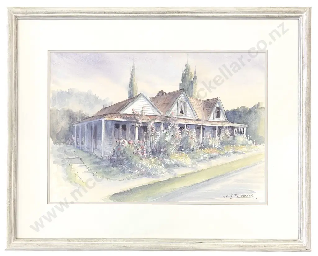Jan Rasmussen - Colonial Cottage, Springfield, Canterbury, watercolour on paper, 390x550mm Image 1++