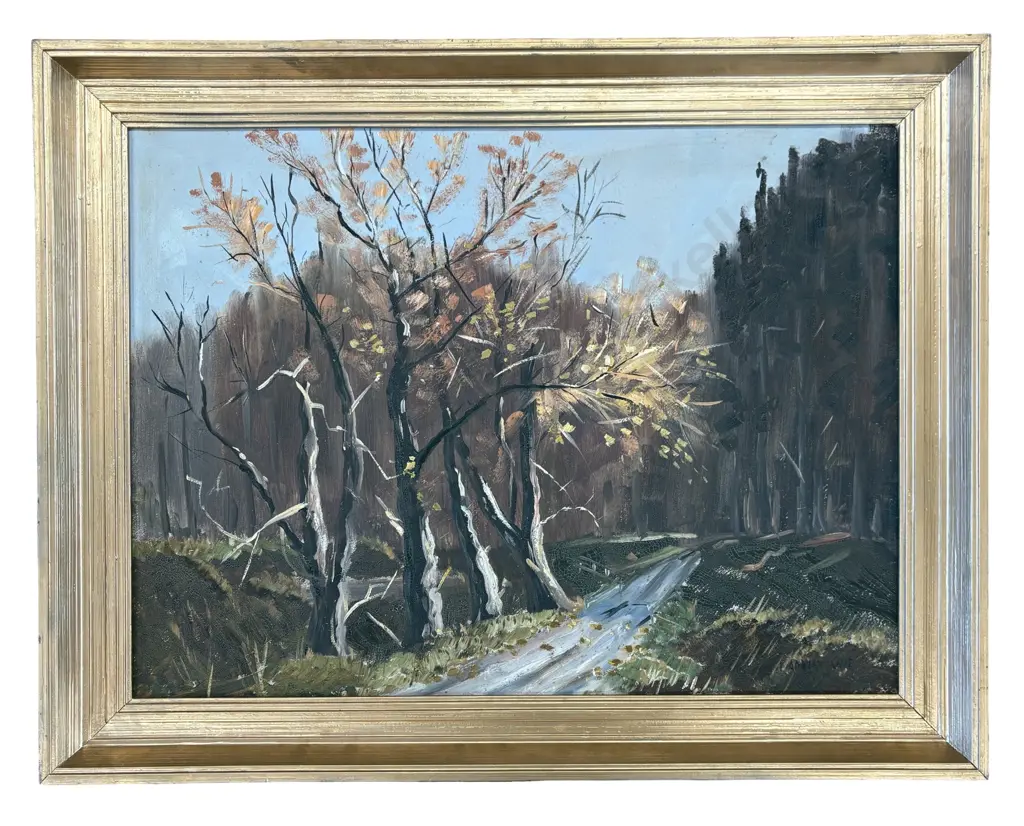 A Cave - Willow Trees, Ngatapa, 1966, oil on board, 440x590mm Image 1++
