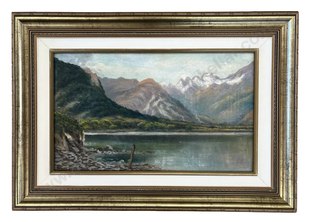 Frank Brokesmith - Lakes Edge, oil on board, 290x490mm Image 1++