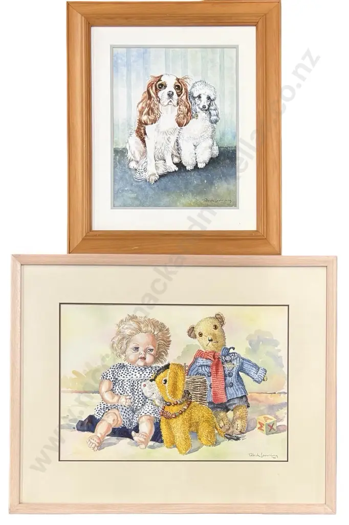 Patrick Leeming (2) - Dogs and Toys, watercolours on paper, 350x270mm, 335x495mm Image 1++