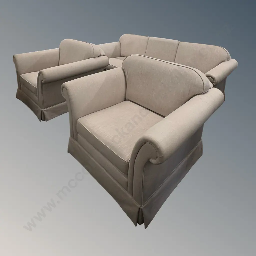 Warwick Linen 3 Seater Sofa and 2 Arm Chairs, Sofa L220cm Image 1++