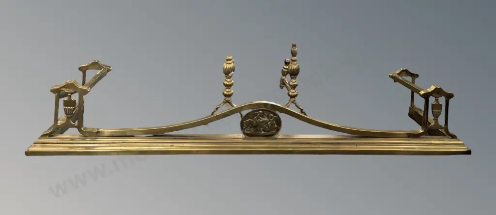 Brass Fire Surround, L147cm and 2 Fire Dogs Image 1++