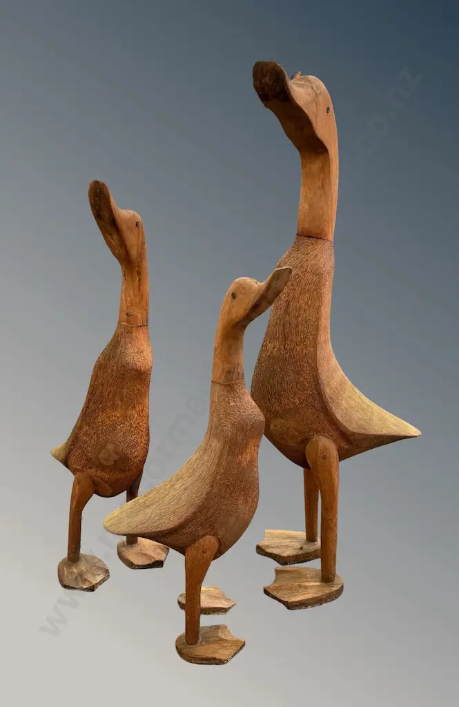 Three Graduated Wooden Ducks, H39cm, 48cm, 59cm Image 1++