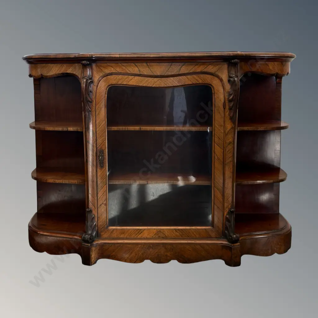 Rosewood Single Glazed Door 3 Tiered Credenza H94xW133xD42cm Image 1++