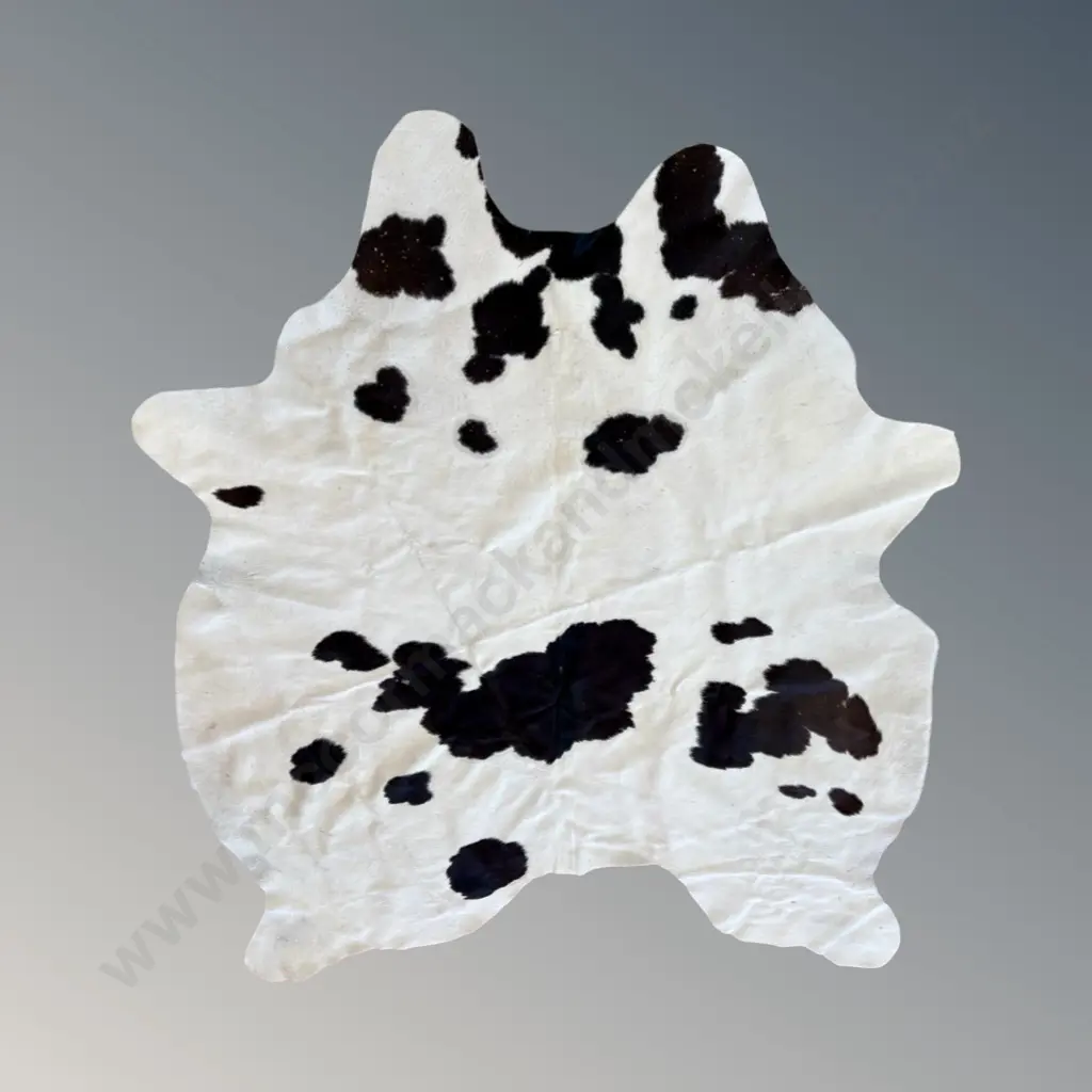 Large Black and White Cow Hide Rug, Brazilian, L226xW177cm Image 1++