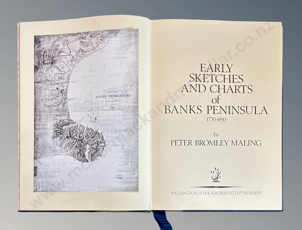 Cased Book of Early Sketches and Charts of Banks Peninsula by Dr P Maling Image 1++
