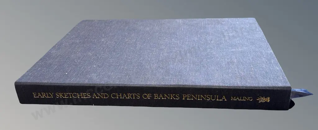 Cased Book of Early Sketches and Charts of Banks Peninsula by Dr P Maling Image 1++