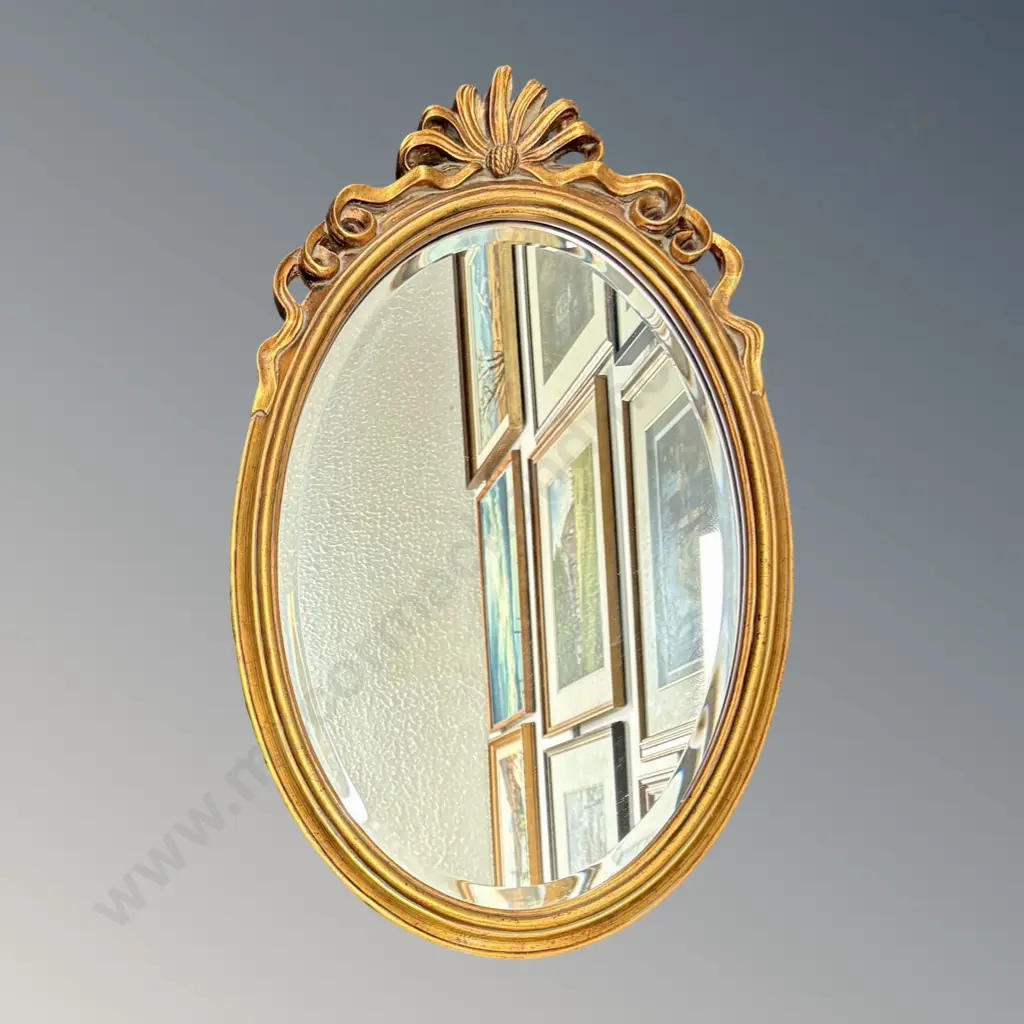 Gilt Bevelled Edge Oval Mirror, H75xW47cm Image 1++