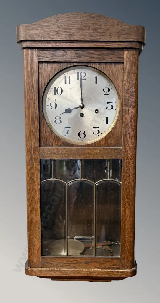 Junghans Germany, Oak Long Cased Clock, H77cm Image 1++