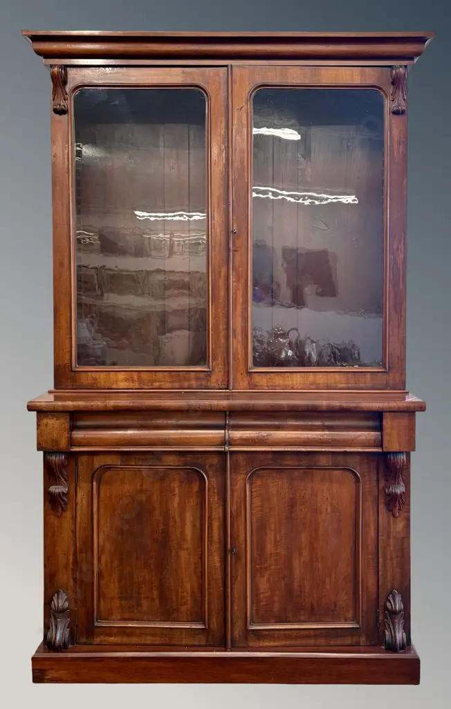 Mahogany Glazed Chiffonier Bookcase, H207xL122xD45cm Image 1++