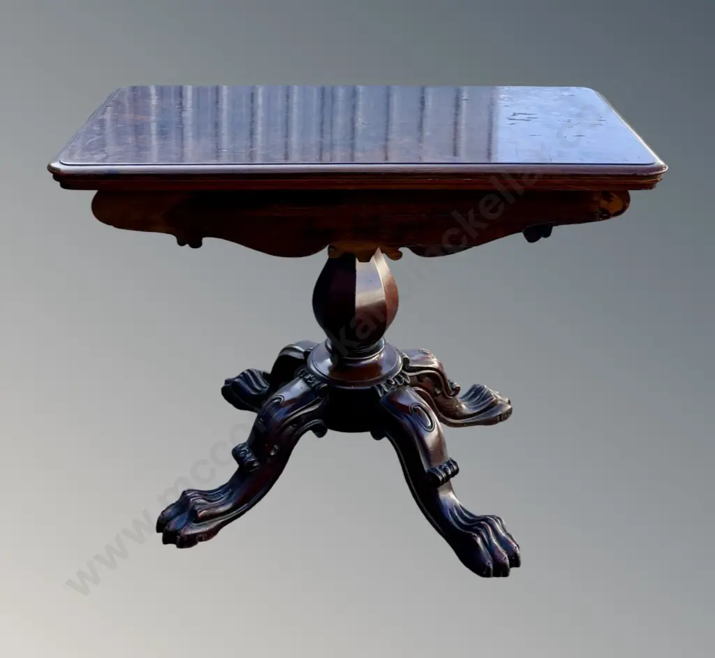 Burr Wood Games Table on 4 Point Claw Foot Centre Pedestal Base, BADA Stamp, H72xW97xD48cm, AF Image 1++