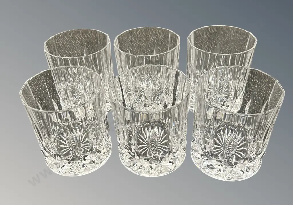 Set of 6 Crystal Whiskey Tumblers, H9cm Image 1++