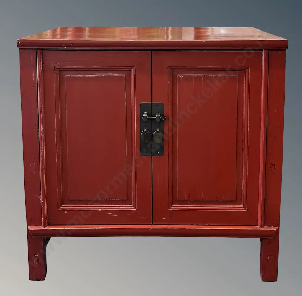 Red Chinese 2 Door Cabinet, L86xH84xD50cm Image 1++