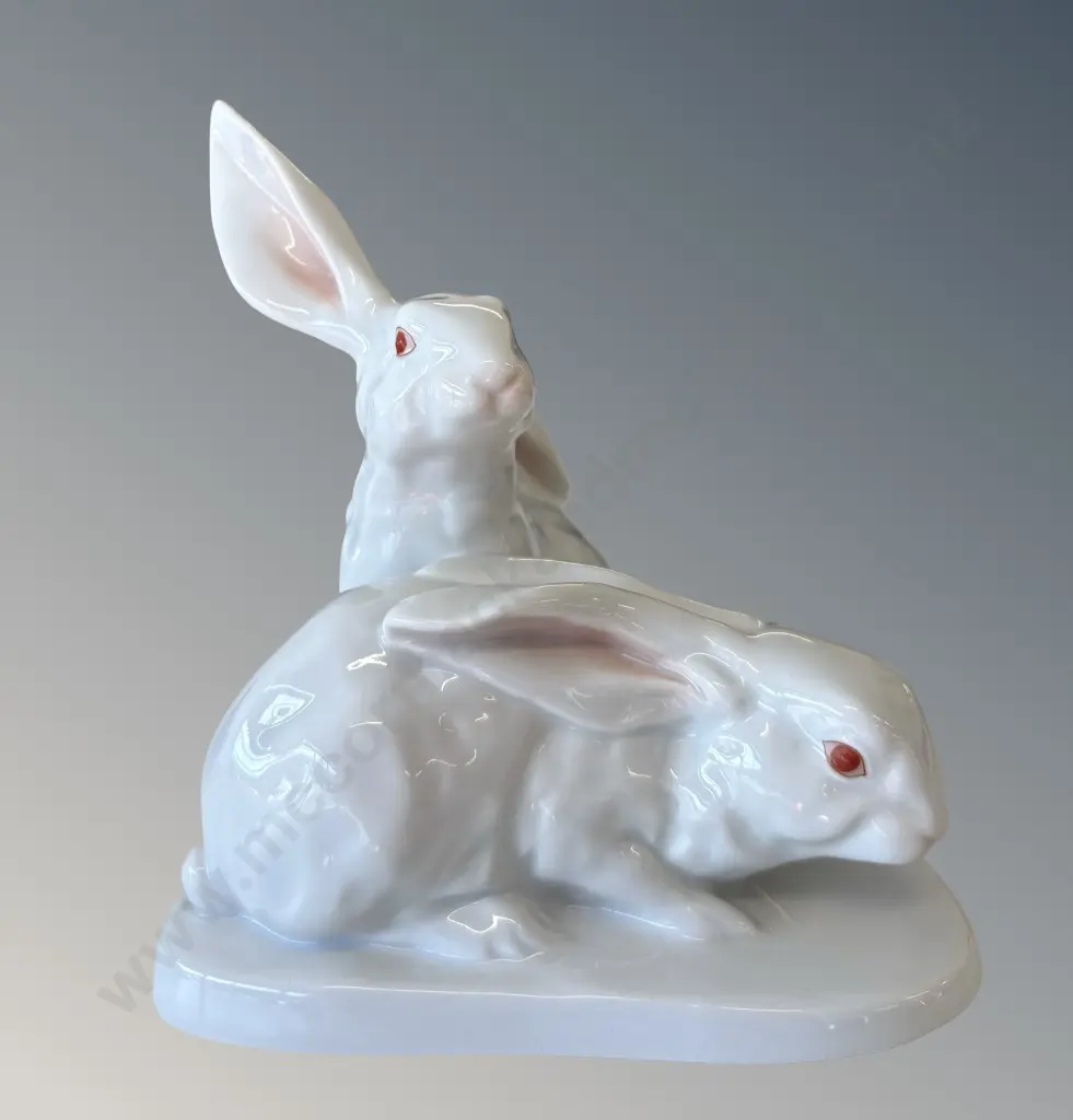 Herend, German Porcelain Hares H24.5cm Image 1++