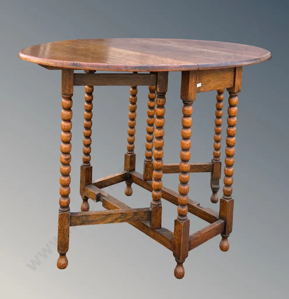 Oak Dropside Table with Cotton Reel Legs,H74xD76xW106cm Image 1++