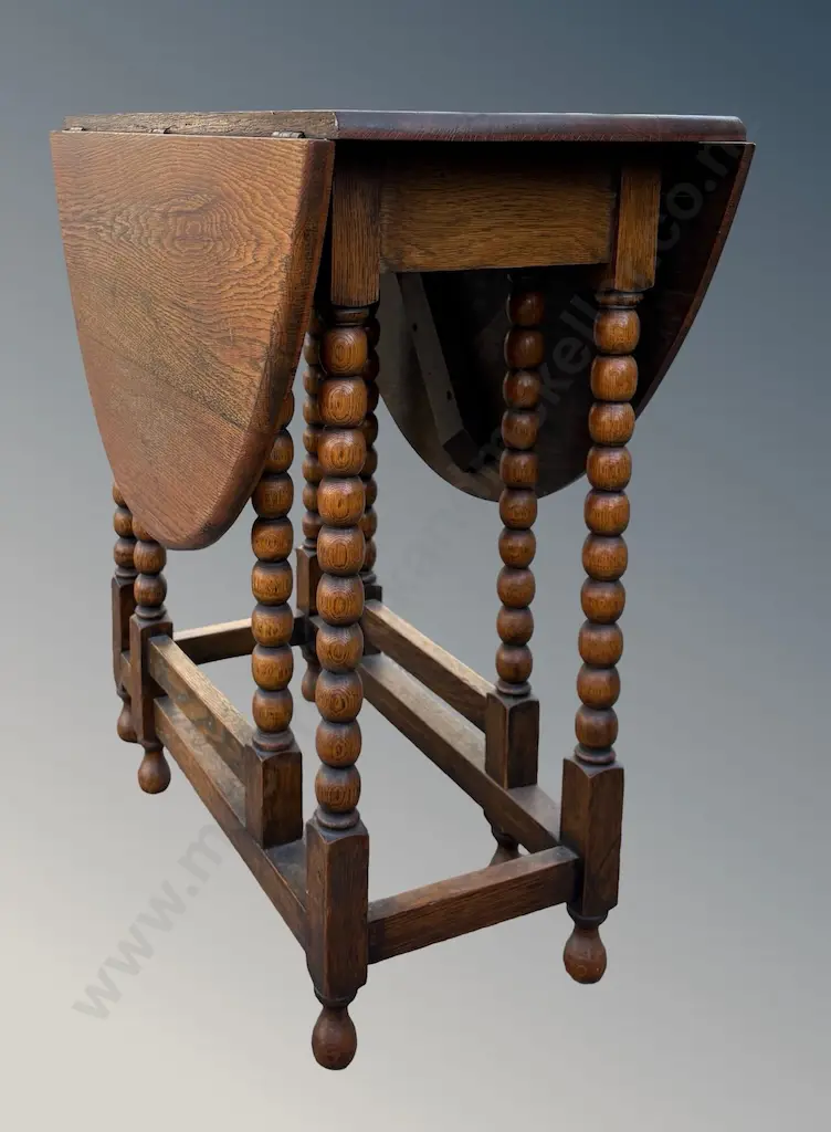 Oak Dropside Table with Cotton Reel Legs,H74xD76xW106cm Image 1++