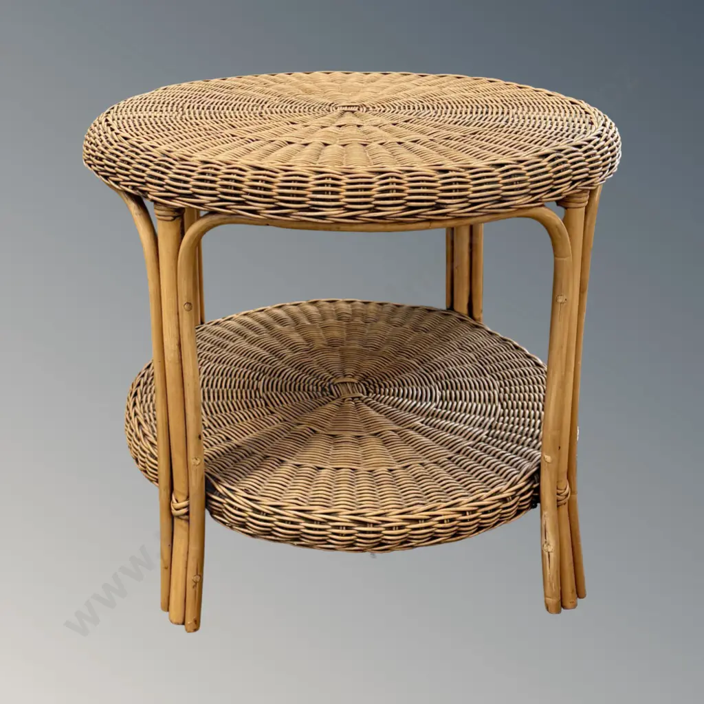 Wicker 2 Tier Table, H51cm, Dia61cm Image 1++
