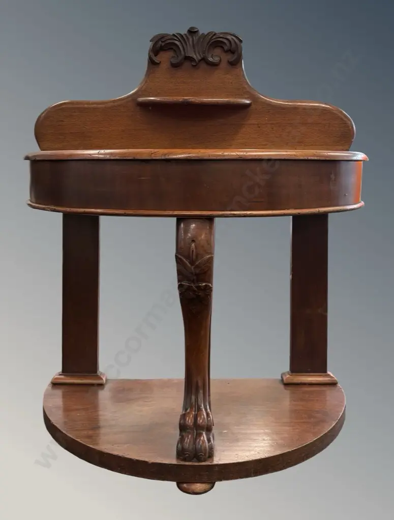 Mahogany half-moon Console with carved front leg with Paw Foot, L106xL89xD52cm Image 1++