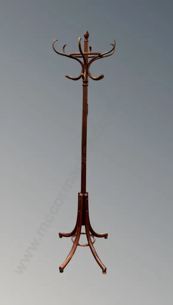 Mahogany Bentwood Coat Rack, H194cm Image 1++