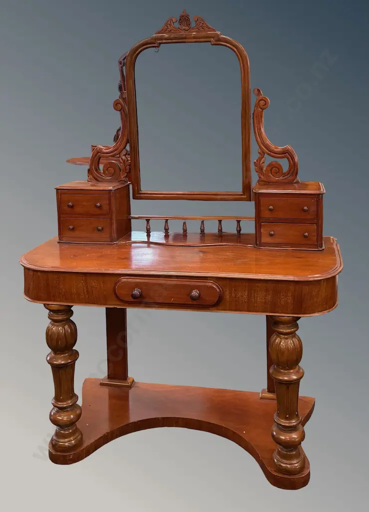 Mahogany Dressing Table with 5 Drawers, H145xW105xD46cm Image 1++