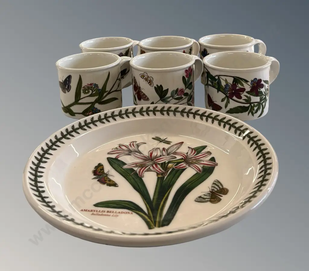 Set of Six Portmeirion Cups and Plate Dia21.5cm Image 1++
