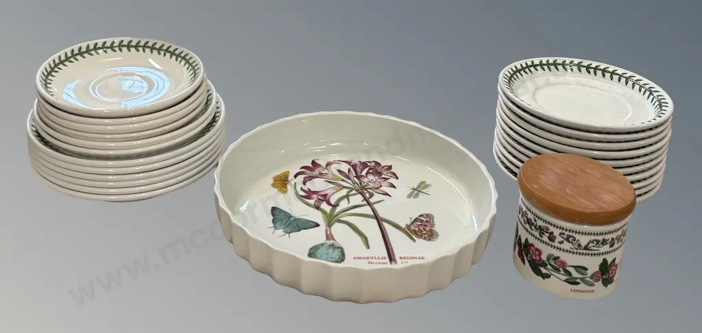 Portmeirion Botanic Garden Series Flan Dish, Lidded Jar, Side Plates and Saucers (22 plates and saucers) Image 1++