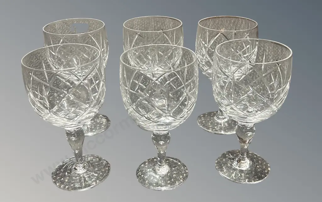 Set of 6 English Crystal Stemmed Glasses, H14.5cm Image 1++