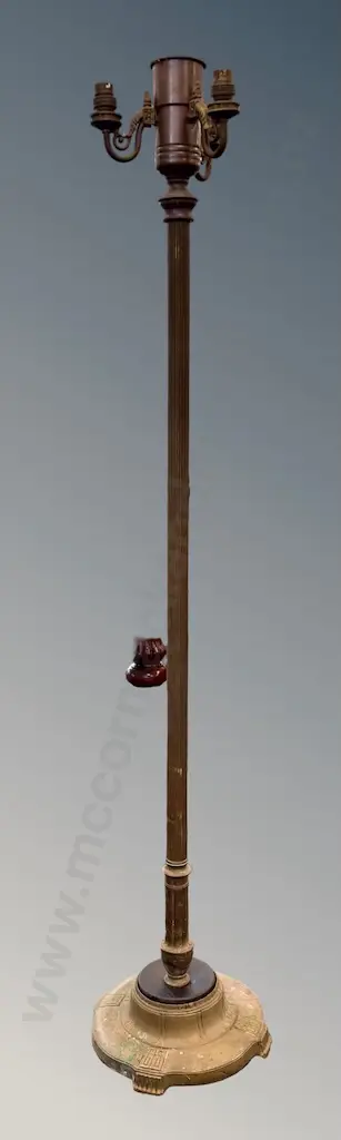 Copper and Brass Torchiere Floor Lamp, H144cm Image 1++