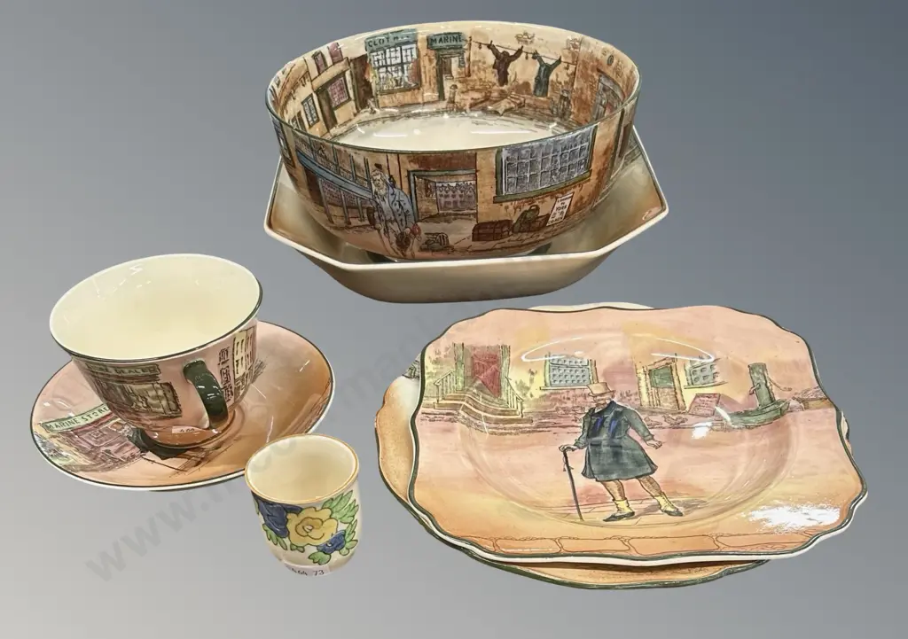 Royal Doulton Dickens Series 2 Bowls, 2 Plates, Cup & Saucer and Egg Cup Image 1++