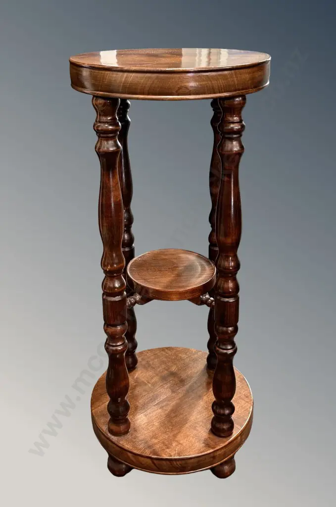 Mahogany Three Tiered Plant Stand H69xD29cm Image 1++