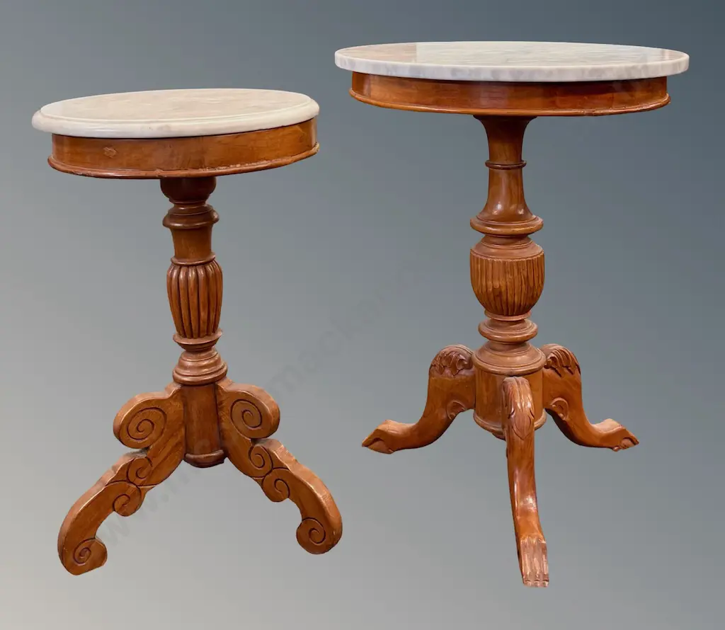 Two Marble Topped Side Tables, H60, 65cm Image 1++