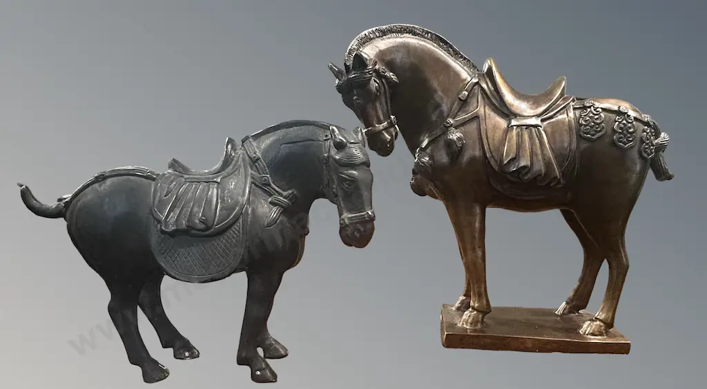 Two Bronze War Horses, H25,18cm Image 1++