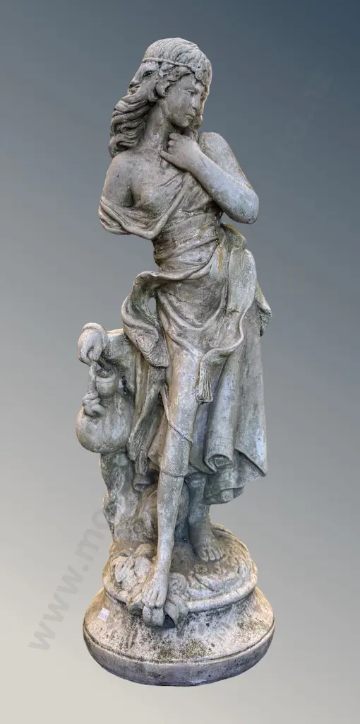 Concrete Garden Sculpture of Water Carrier AF H69cm Image 1++