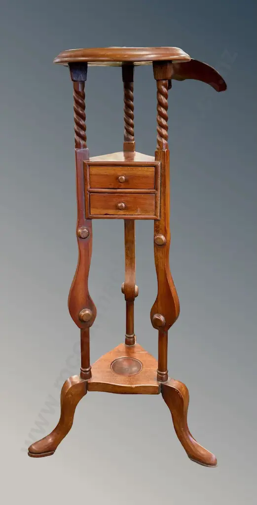 Mahogany 2 Tier Shaving Stand, H86xD27cm Image 1++