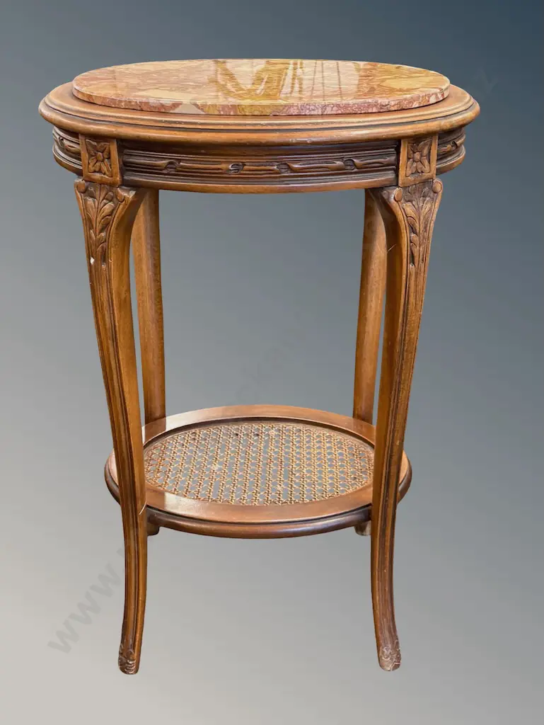 Marble Topped Oval 2 Tier Sofa Table, H64xW45xD36cm Image 1++