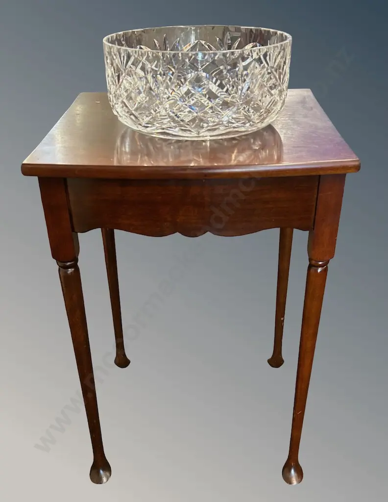 Crystal Bowl, Dia20x10cm and Mahogany Side Table, H48xW32xD33cm Image 1++