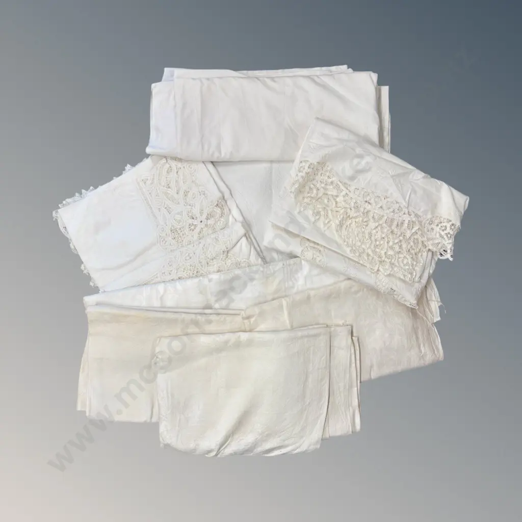 Assortment of Linen and Damask Table Cloths Image 1++